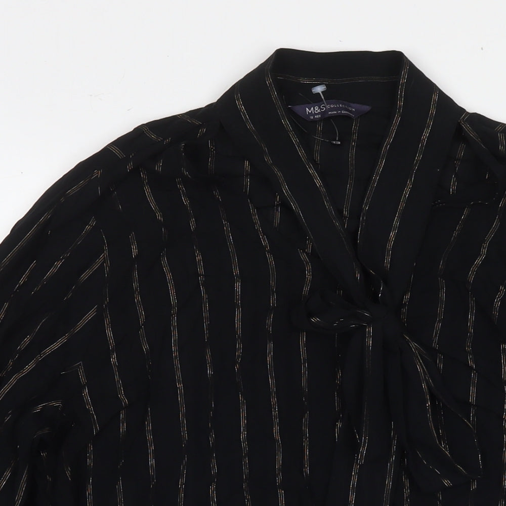 Womens UK Size 12 Marks and Spencer Black Basic Button-Up