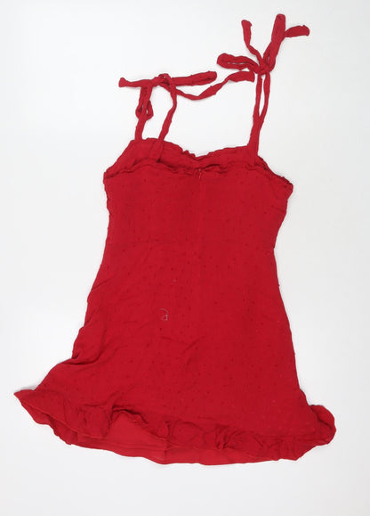 Nasty Gal Womens Red Viscose A-Line Size 10 Round Neck Zip