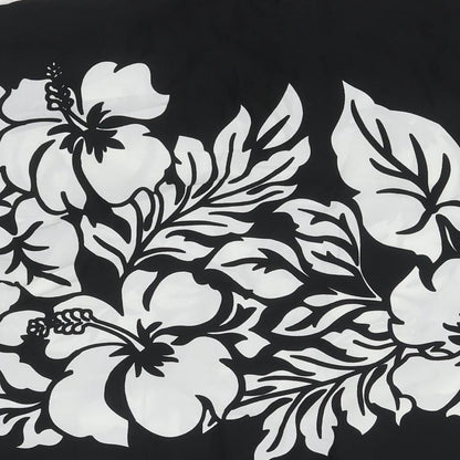 Rima Mens Black Floral Polyester Button-Up Size XL Collared Button