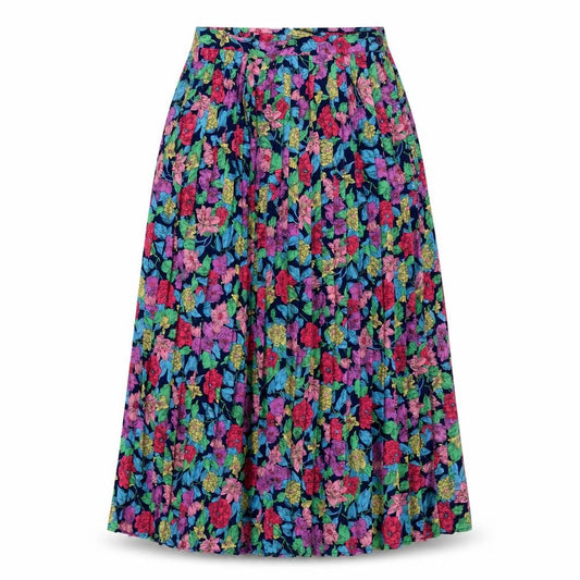 Solo Womens Multicoloured Floral Viscose Pleated Skirt Size 12 Zip
