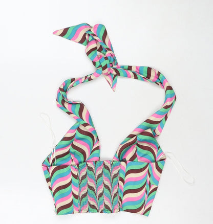 Womens UK Size S Zara Multicoloured Cropped Tank