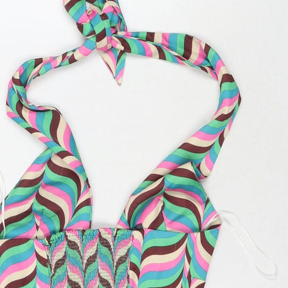 Womens UK Size S Zara Multicoloured Cropped Tank