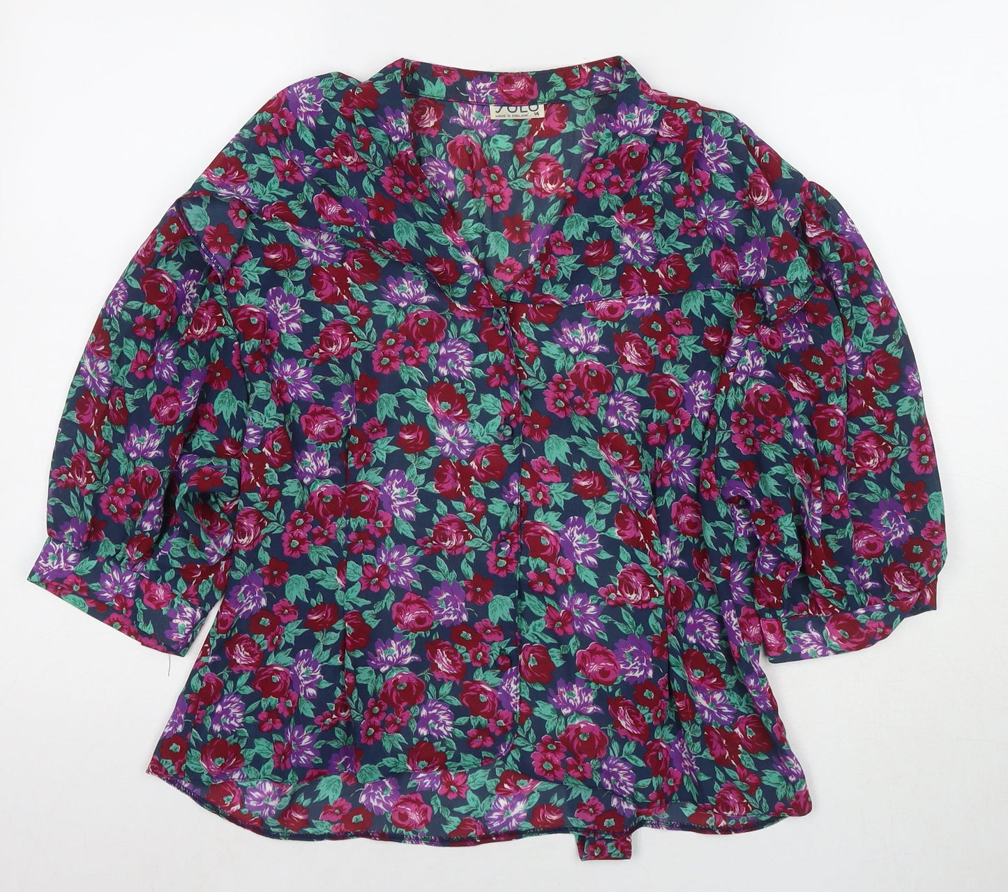 Womens UK Size 14 Solo Multicoloured Basic Button-Up
