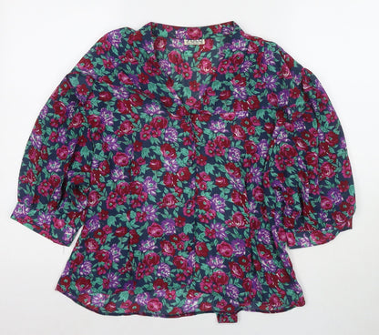 Womens UK Size 14 Solo Multicoloured Basic Button-Up