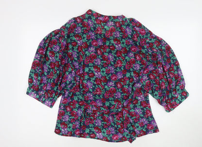 Womens UK Size 14 Solo Multicoloured Basic Button-Up