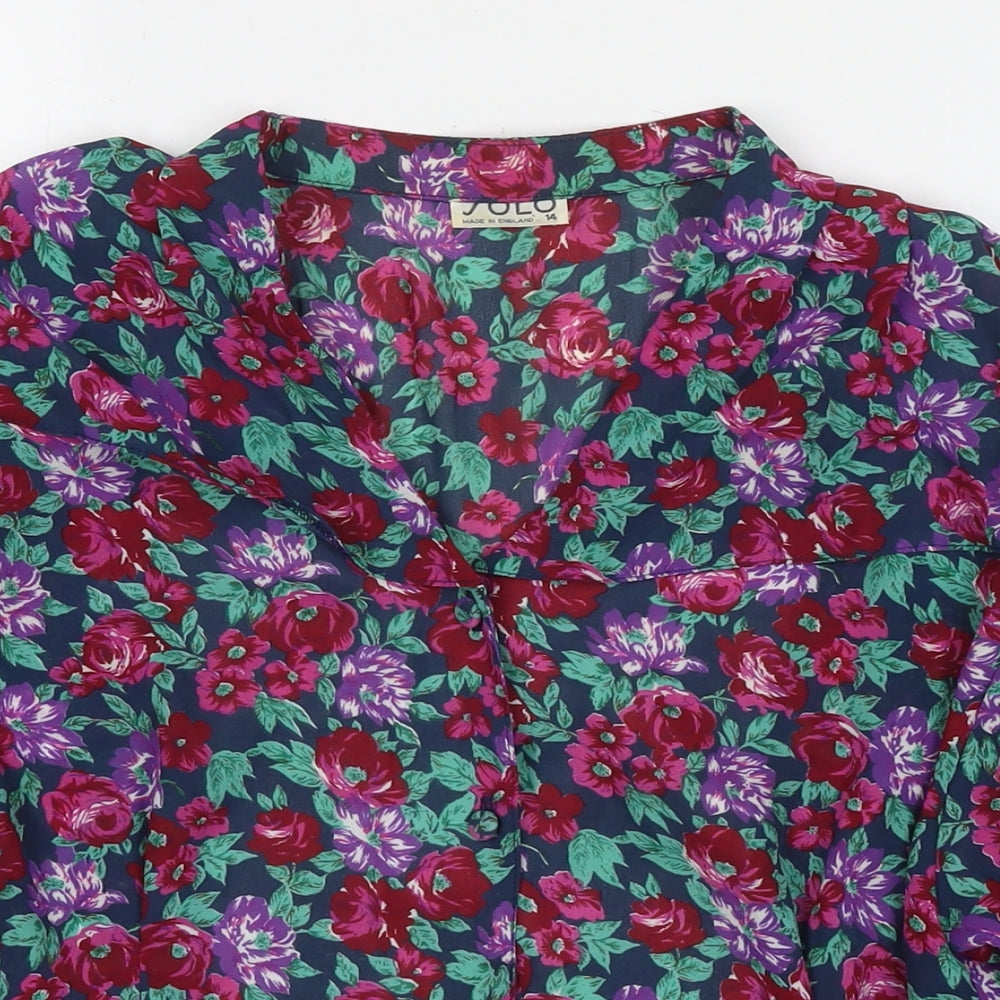 Womens UK Size 14 Solo Multicoloured Basic Button-Up