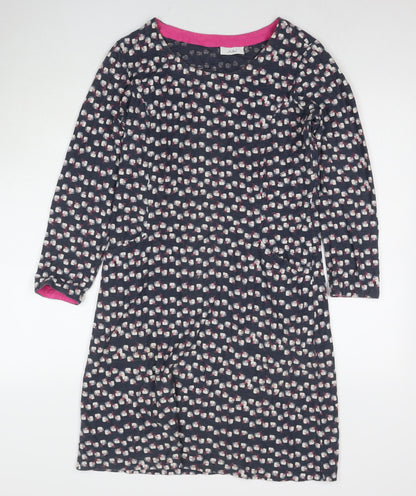 Adini Womens Grey Geometric Cotton Jumper Dress Size S Round Neck Pullover