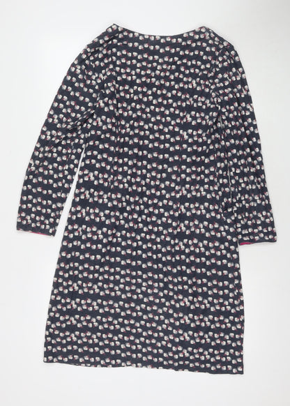 Adini Womens Grey Geometric Cotton Jumper Dress Size S Round Neck Pullover