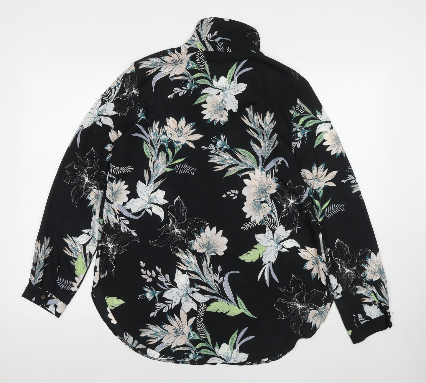 Womens UK Size 12 Wallis Black Basic Button-Up