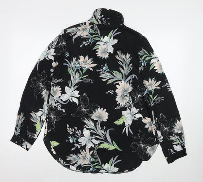 Womens UK Size 12 Wallis Black Basic Button-Up