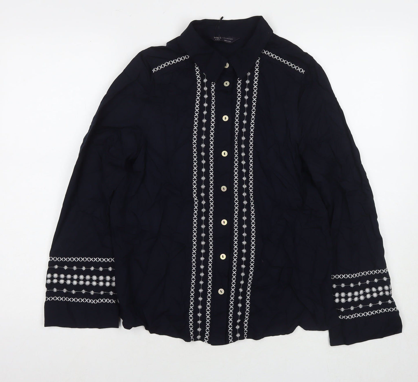 Womens UK Size 6 Marks and Spencer Blue Basic Button-Up