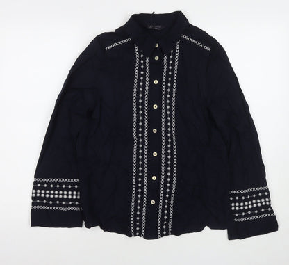 Womens UK Size 6 Marks and Spencer Blue Basic Button-Up