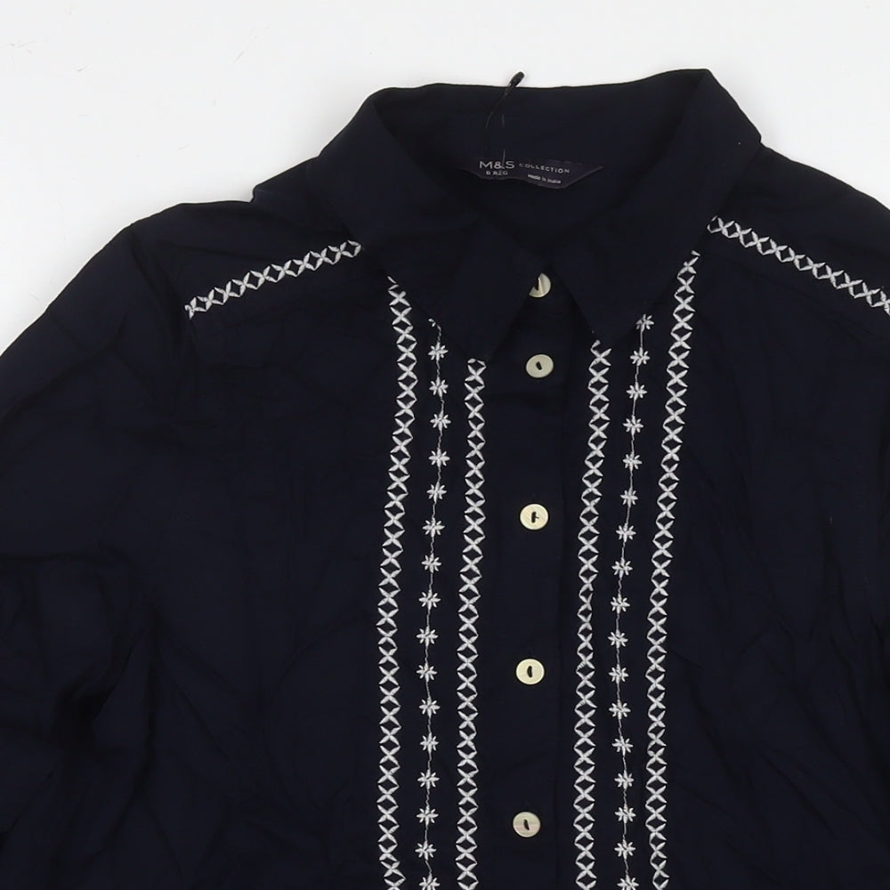 Womens UK Size 6 Marks and Spencer Blue Basic Button-Up