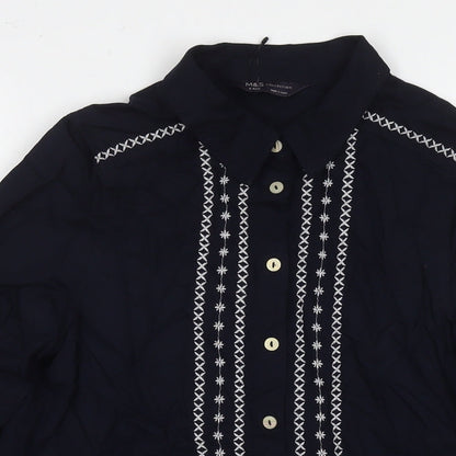 Womens UK Size 6 Marks and Spencer Blue Basic Button-Up