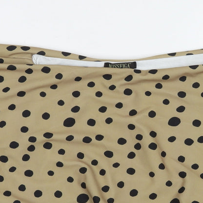 Miss Figa Womens Brown Polka Dot Polyester Basic Blouse Size 10 Boat Neck