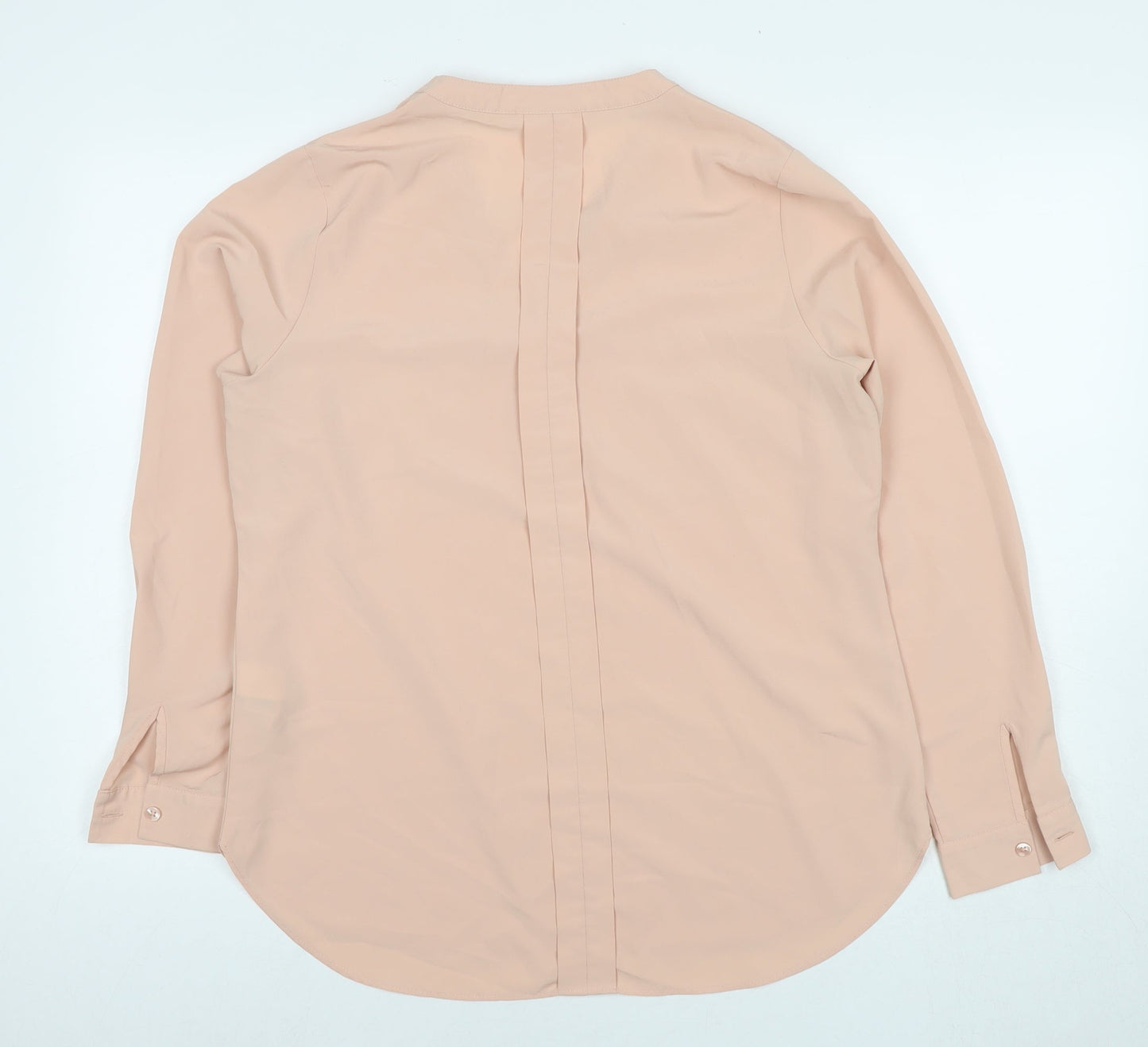 Marks and Spencer Womens Beige Polyester Basic Blouse Size 12 V-Neck