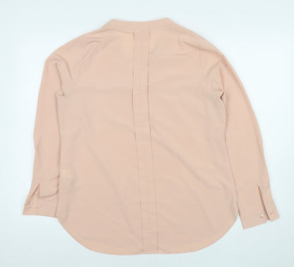 Marks and Spencer Womens Beige Polyester Basic Blouse Size 12 V-Neck