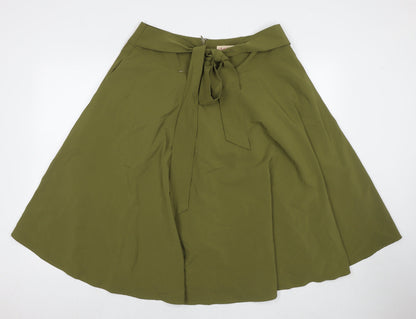 Belle Poque Womens Green Viscose Swing Skirt Size XL Zip