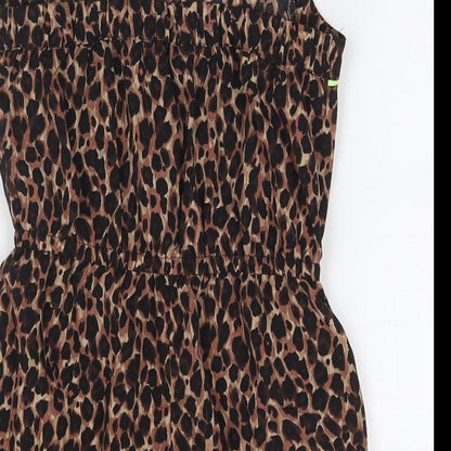 Candy Girls Brown Animal Print Polyester Romper One-Piece Size 10 Years L3 in Pullover - Leopard Print