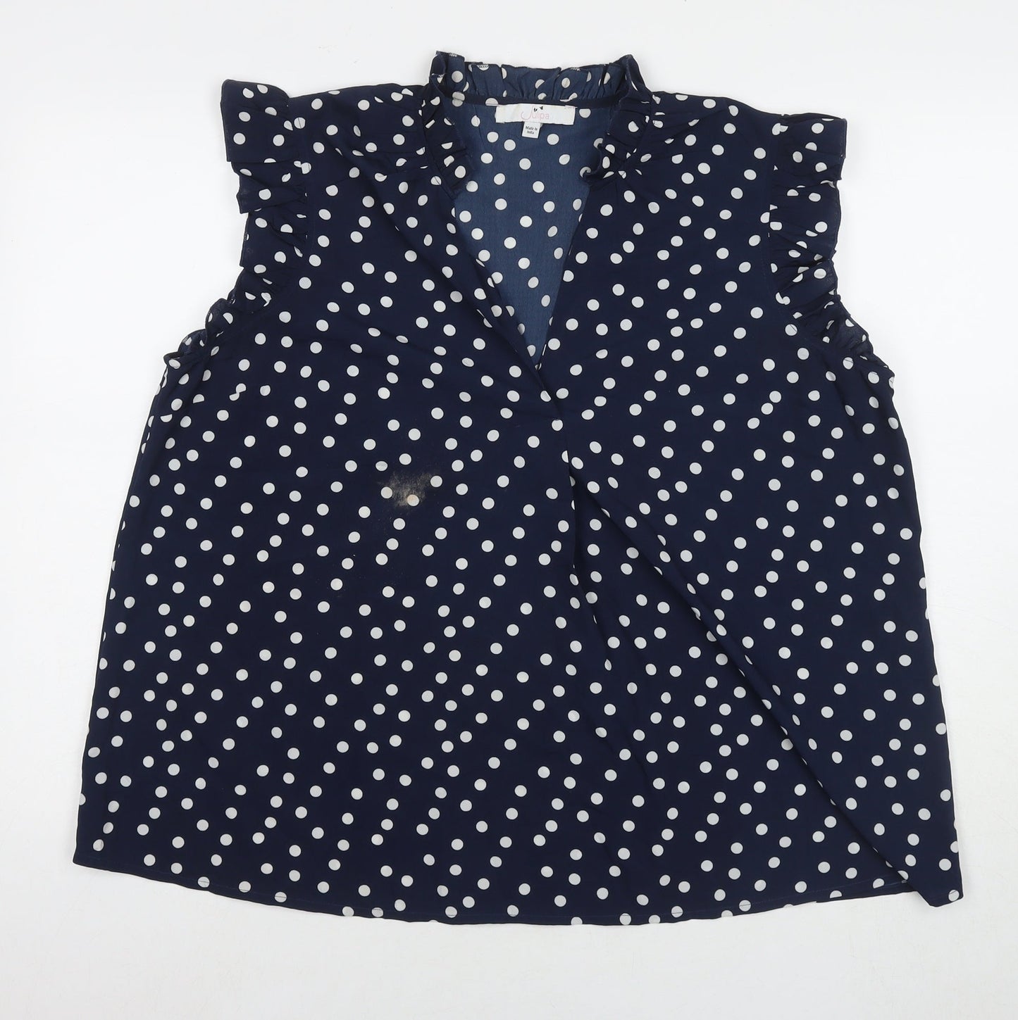 Julipa Womens Blue Polka Dot Polyester Basic Blouse Size 20 Round Neck