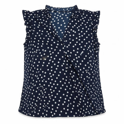 Julipa Womens Blue Polka Dot Polyester Basic Blouse Size 20 Round Neck