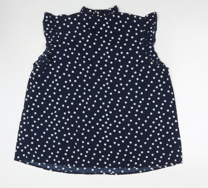 Julipa Womens Blue Polka Dot Polyester Basic Blouse Size 20 Round Neck