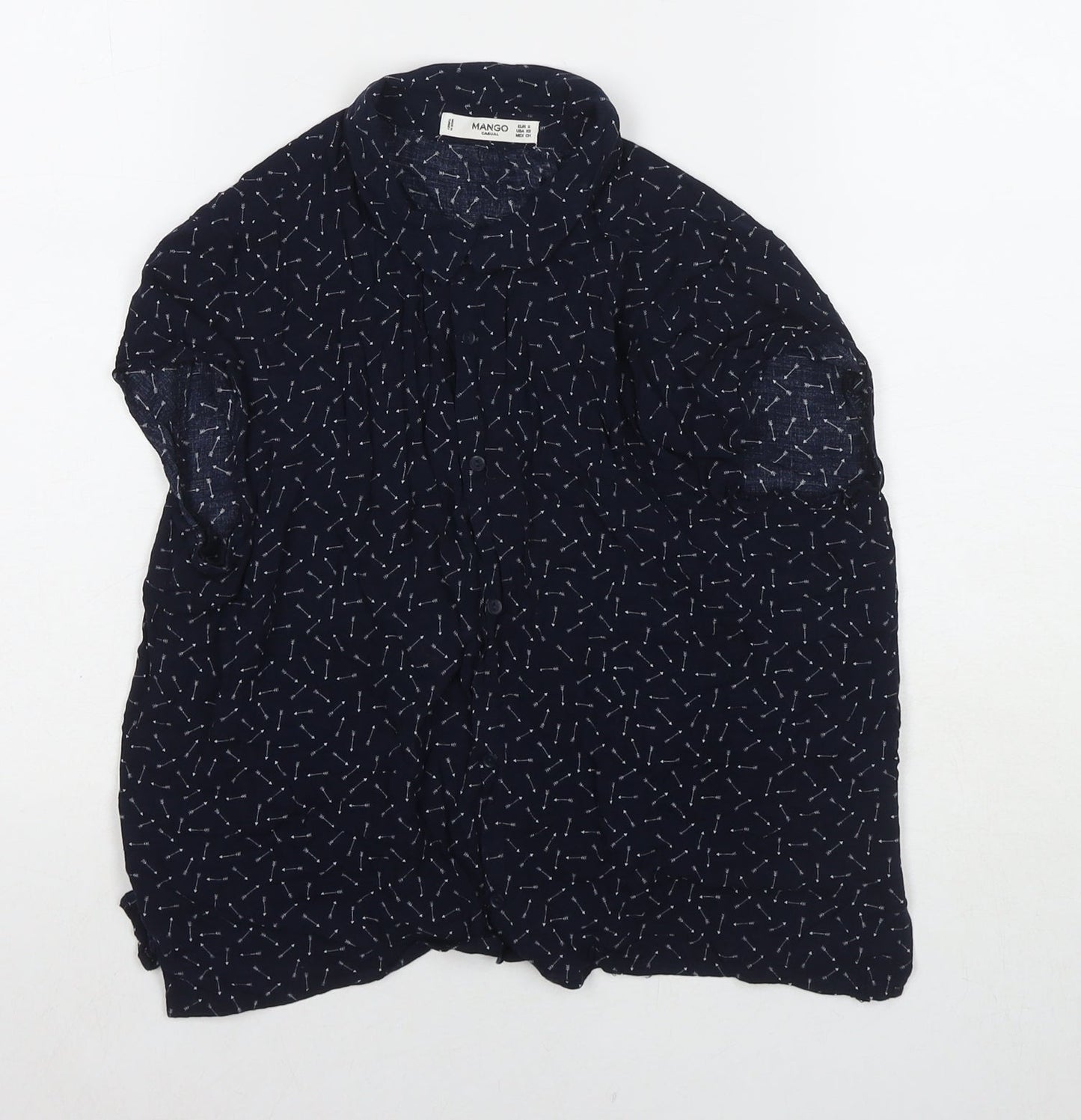 Womens UK Size S Mango Blue Basic Button-Up