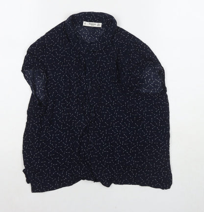 Womens UK Size S Mango Blue Basic Button-Up