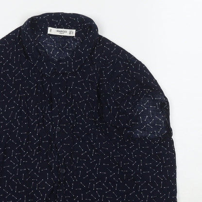 Womens UK Size S Mango Blue Basic Button-Up