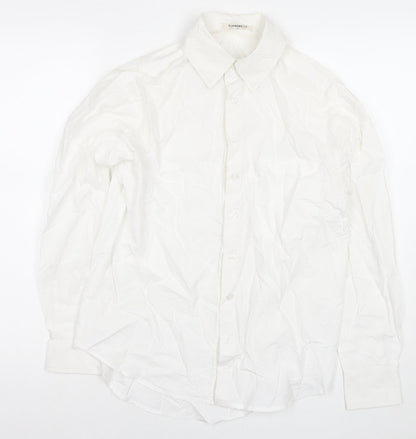 Glamorous Womens White Viscose Basic Button-Up Size 8 Collared