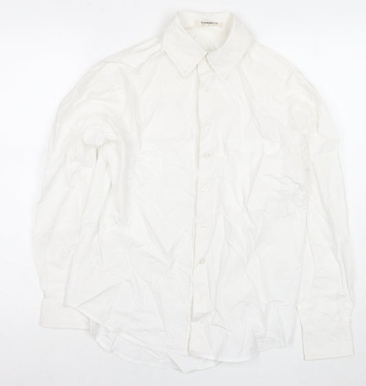 Glamorous Womens White Viscose Basic Button-Up Size 8 Collared