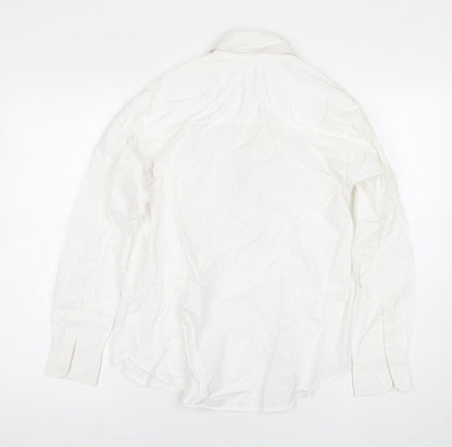 Glamorous Womens White Viscose Basic Button-Up Size 8 Collared