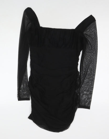 Pink Vanilla Womens Black Polyester Bodycon Size 12 Square Neck Pullover