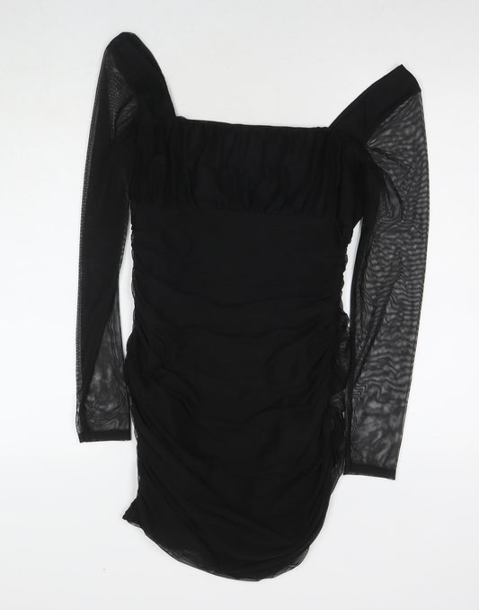 Pink Vanilla Womens Black Polyester Bodycon Size 12 Square Neck Pullover