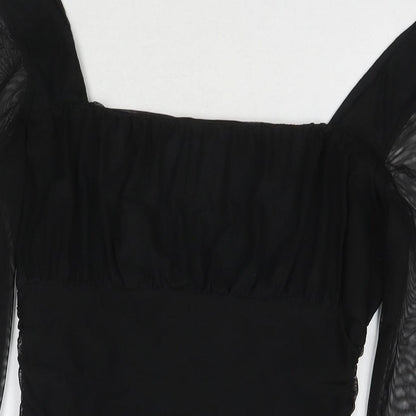 Pink Vanilla Womens Black Polyester Bodycon Size 12 Square Neck Pullover