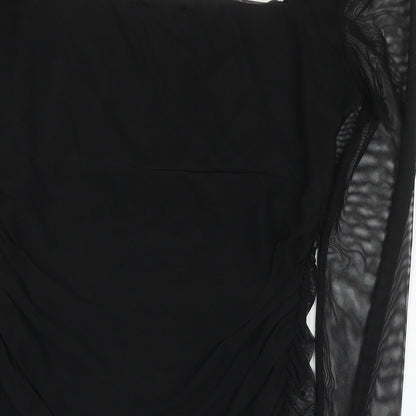 Pink Vanilla Womens Black Polyester Bodycon Size 12 Square Neck Pullover