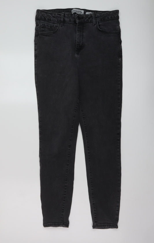 New Look Womens Grey Cotton Skinny Jeans Size 14 L27 in Regular Button