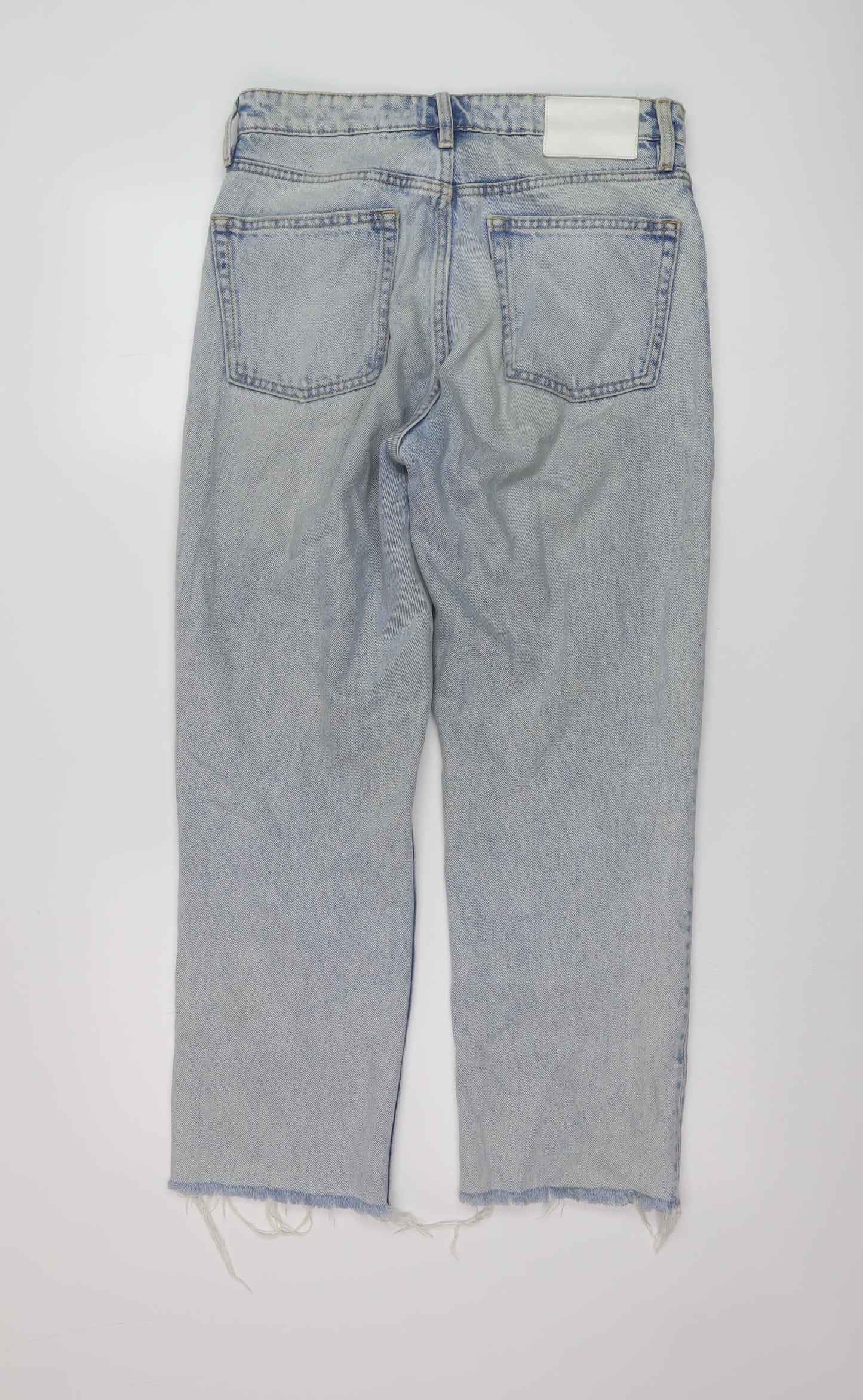 Zara Womens Blue Cotton Straight Jeans Size 10 L26 in Regular Button