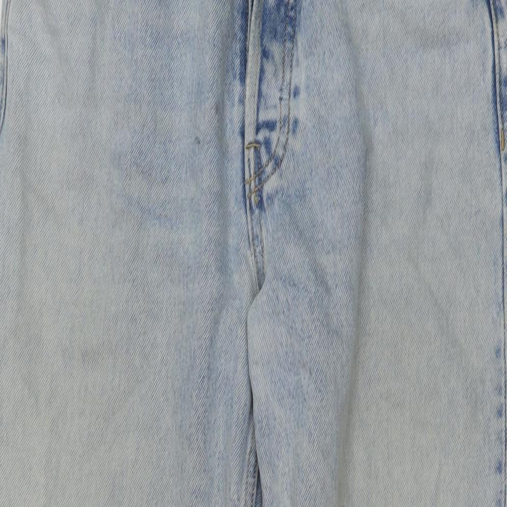 Zara Womens Blue Cotton Straight Jeans Size 10 L26 in Regular Button