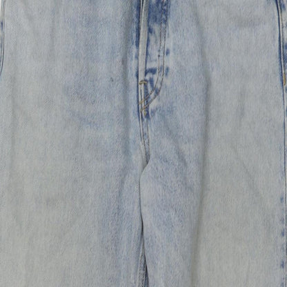 Zara Womens Blue Cotton Straight Jeans Size 10 L26 in Regular Button