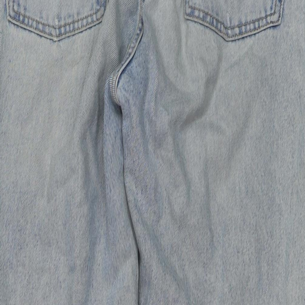 Zara Womens Blue Cotton Straight Jeans Size 10 L26 in Regular Button