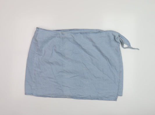 ASOS Womens Black Cotton Wrap Skirt Size 24 Button