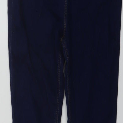 Denim & Co. Girls Blue Cotton Skinny Jeans Size 13-14 Years Regular Button