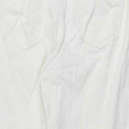Denim & Co. Womens White Cotton Wide-Leg Jeans Size 12 L24 in Regular Button