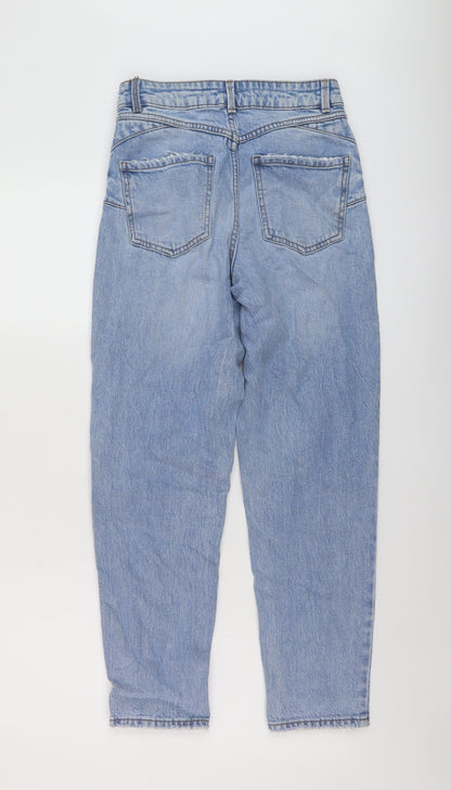 New Look Womens Blue Cotton Mom Jeans Size 6 L26 in Regular Button