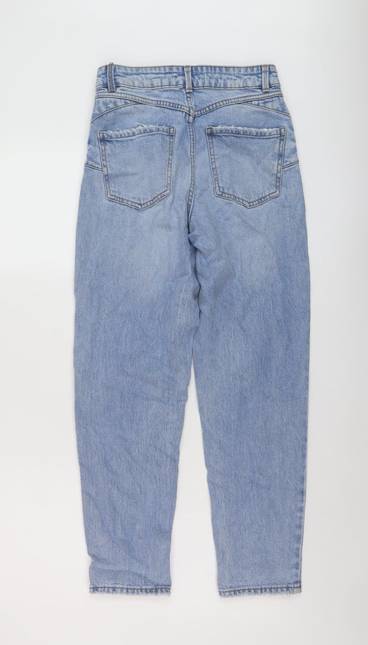 New Look Womens Blue Cotton Mom Jeans Size 6 L26 in Regular Button