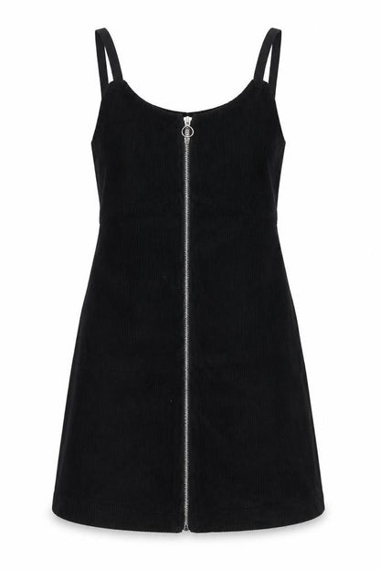 Topshop Womens Black Cotton A-Line Size 12 V-Neck Zip