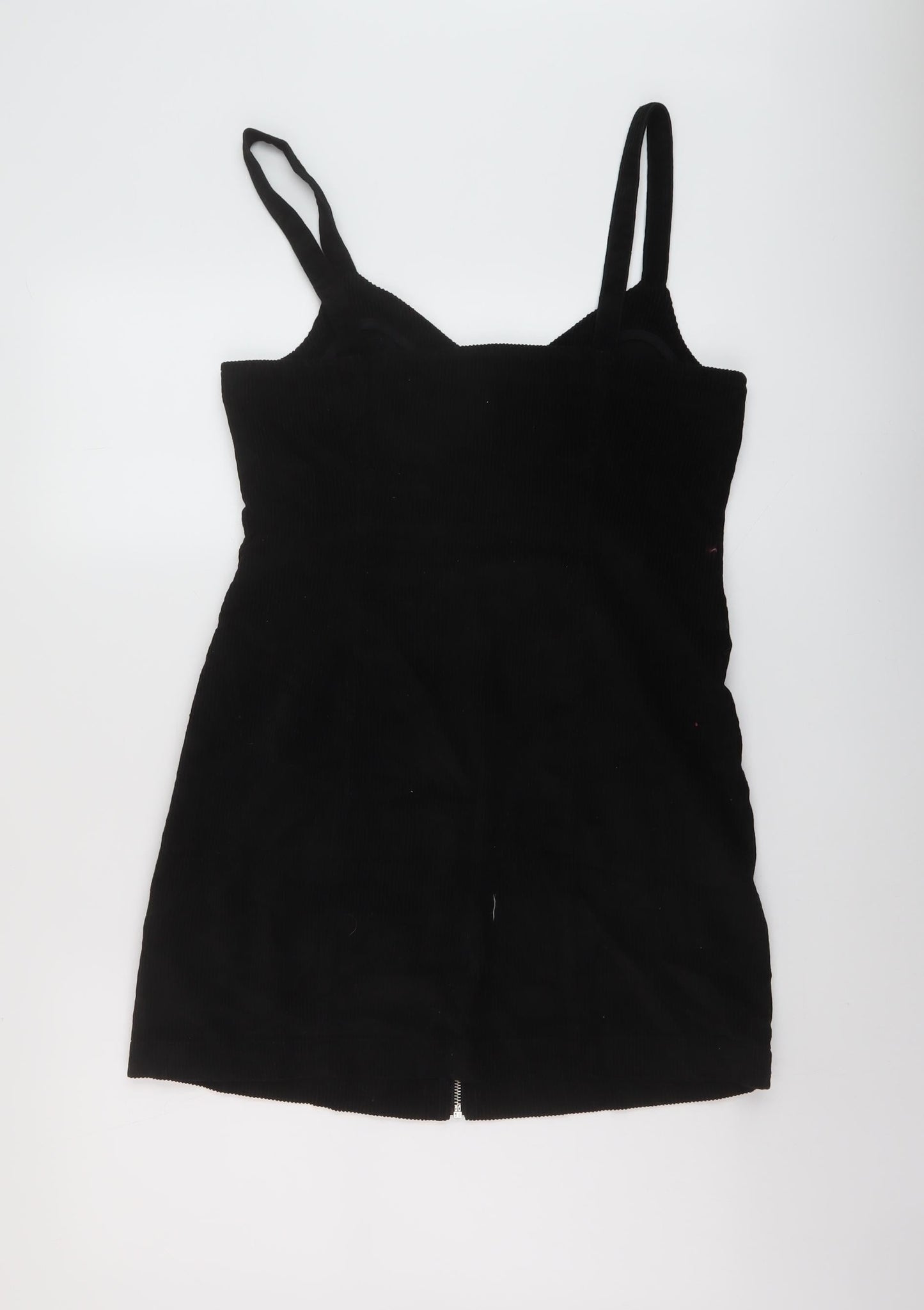 Topshop Womens Black Cotton A-Line Size 12 V-Neck Zip