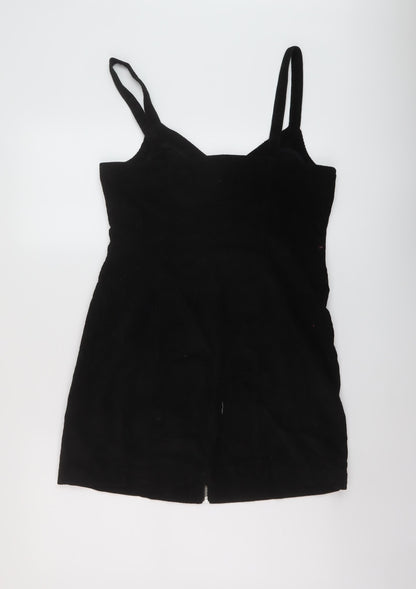 Topshop Womens Black Cotton A-Line Size 12 V-Neck Zip