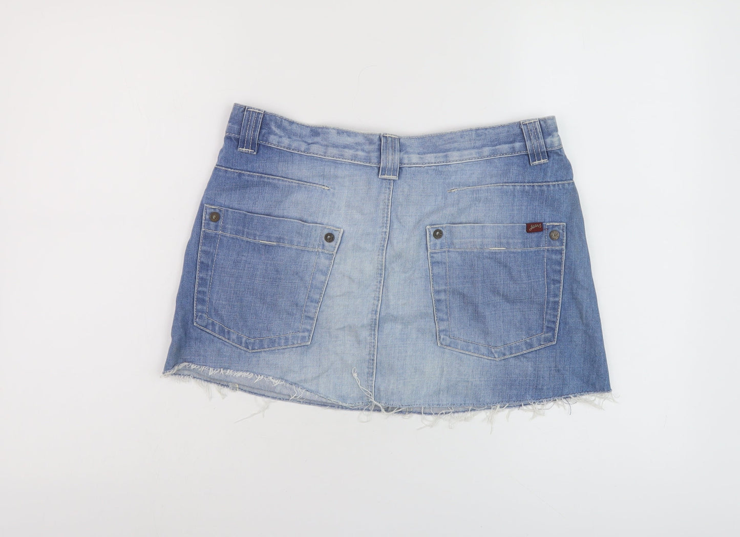 Oasis Womens Blue Cotton Mini Skirt Size 10 Button
